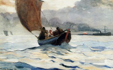 ウィンスロー・ホーマー Painting - 帰ってきた漁船 リアリズム海洋画家ウィンスロー・ホーマー
